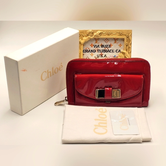 Chloe Handbags - CHLOE Cherry Shiny Red Leather Long Wallet in Excellent Condition! Made in Italy